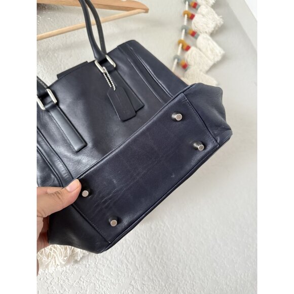 Vintage Coach Bonnie Legacy Slim Leather Shoulder Handbag Y2k Navy 9422 - Picture 6 of 9